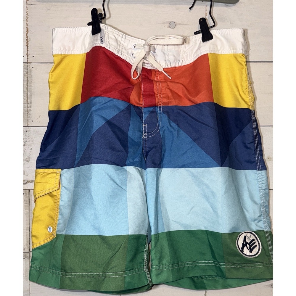 American Eagle  Board Shorts Swim Trunks Rainbow Size Large